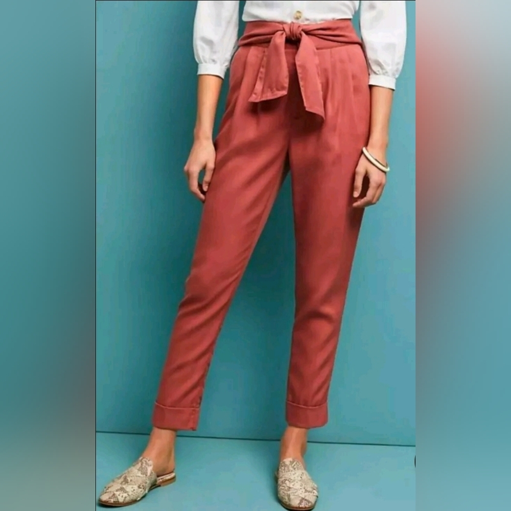 ❤️ ANTHROPOLOGIE CARTONNIER KINGSLEY HIGH RISE PLEATED BELTED TROUSERS / PANTS